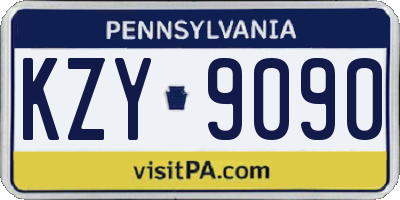 PA license plate KZY9090