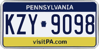 PA license plate KZY9098