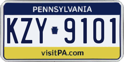 PA license plate KZY9101