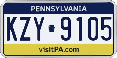 PA license plate KZY9105