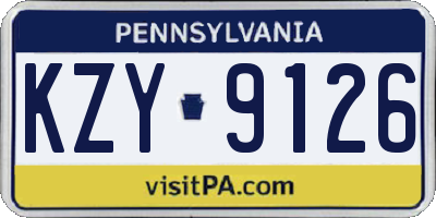PA license plate KZY9126