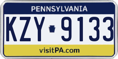 PA license plate KZY9133