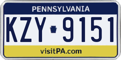 PA license plate KZY9151