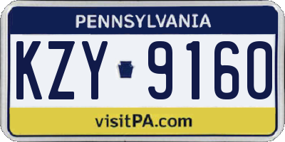 PA license plate KZY9160