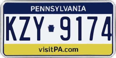 PA license plate KZY9174