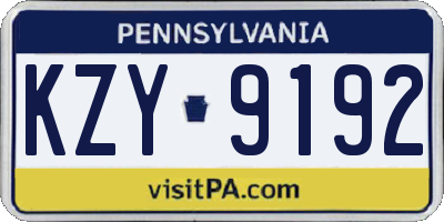 PA license plate KZY9192