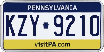 PA license plate KZY9210