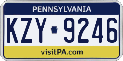 PA license plate KZY9246