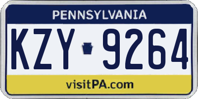PA license plate KZY9264