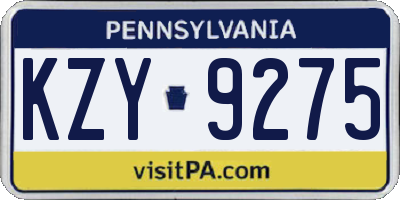 PA license plate KZY9275