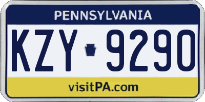PA license plate KZY9290