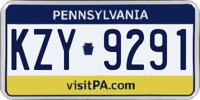 PA license plate KZY9291