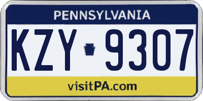 PA license plate KZY9307