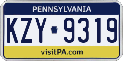 PA license plate KZY9319