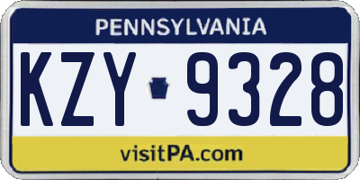 PA license plate KZY9328