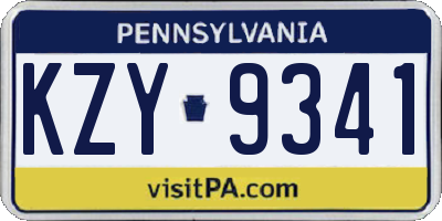 PA license plate KZY9341