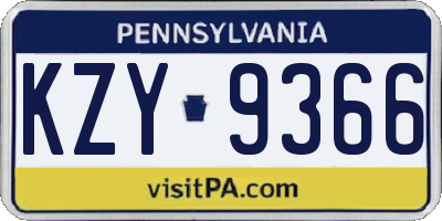 PA license plate KZY9366