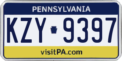 PA license plate KZY9397