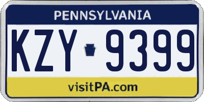 PA license plate KZY9399