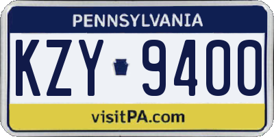 PA license plate KZY9400