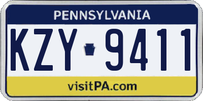 PA license plate KZY9411
