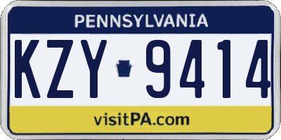 PA license plate KZY9414