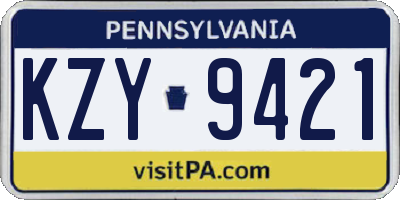 PA license plate KZY9421
