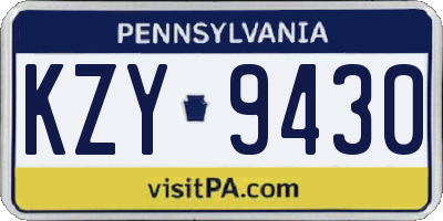 PA license plate KZY9430