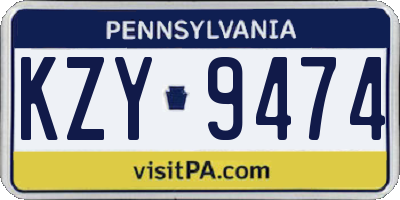 PA license plate KZY9474