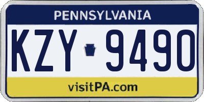 PA license plate KZY9490