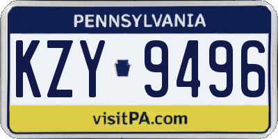 PA license plate KZY9496