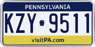 PA license plate KZY9511