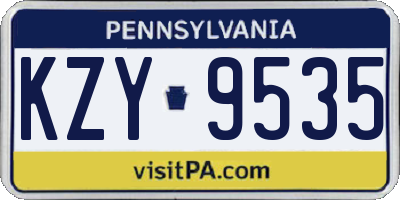 PA license plate KZY9535