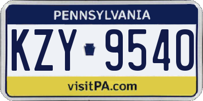 PA license plate KZY9540