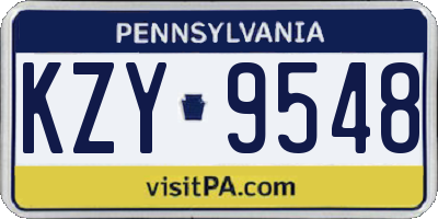 PA license plate KZY9548