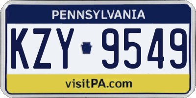 PA license plate KZY9549