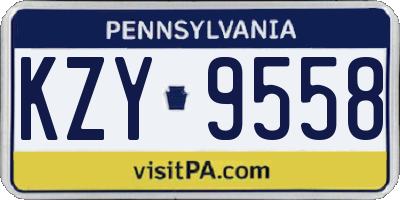 PA license plate KZY9558