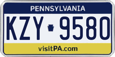 PA license plate KZY9580