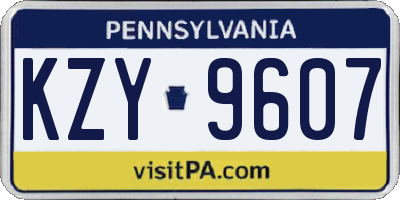 PA license plate KZY9607