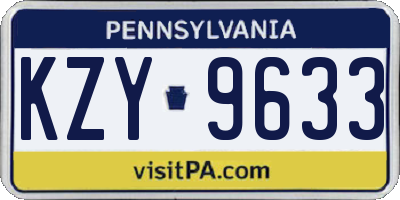 PA license plate KZY9633