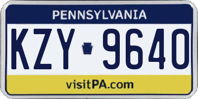 PA license plate KZY9640