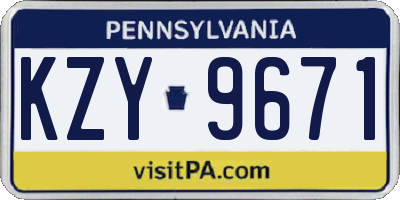 PA license plate KZY9671