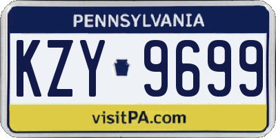 PA license plate KZY9699