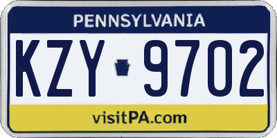 PA license plate KZY9702