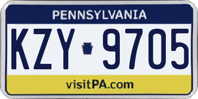 PA license plate KZY9705