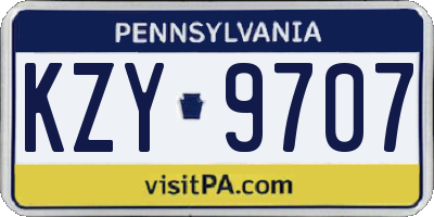 PA license plate KZY9707
