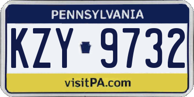 PA license plate KZY9732