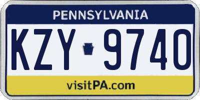 PA license plate KZY9740