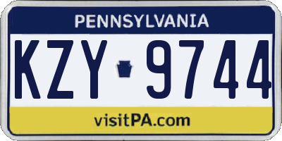 PA license plate KZY9744
