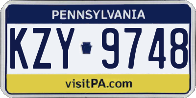 PA license plate KZY9748